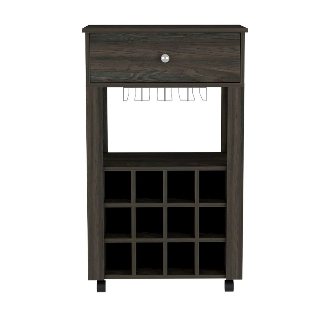 1-Drawer 12-Bottle Wine Cabinet Carbon Espresso. Picture 2