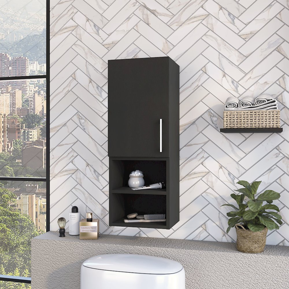 2-Shelf Medicine Cabinet Black Wengue. Picture 4