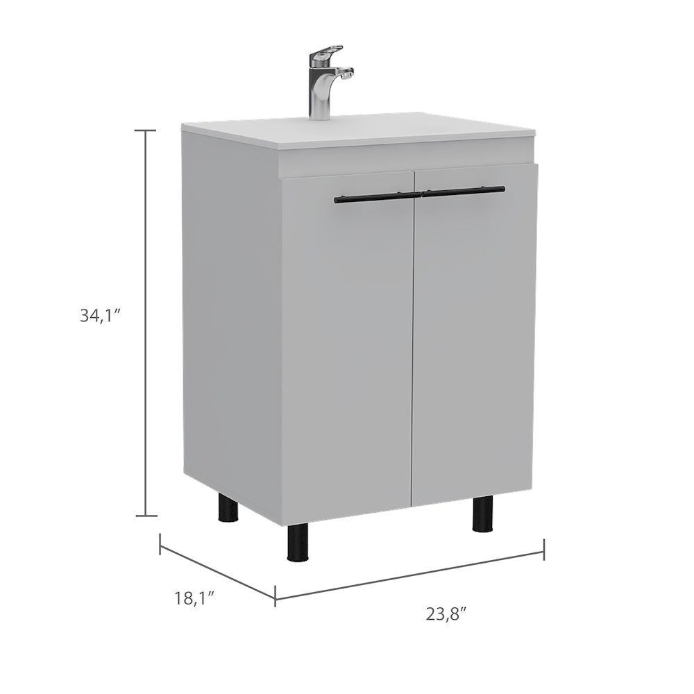 2-Door Rectangle Freestanding Vanity Cabinet White. Picture 3