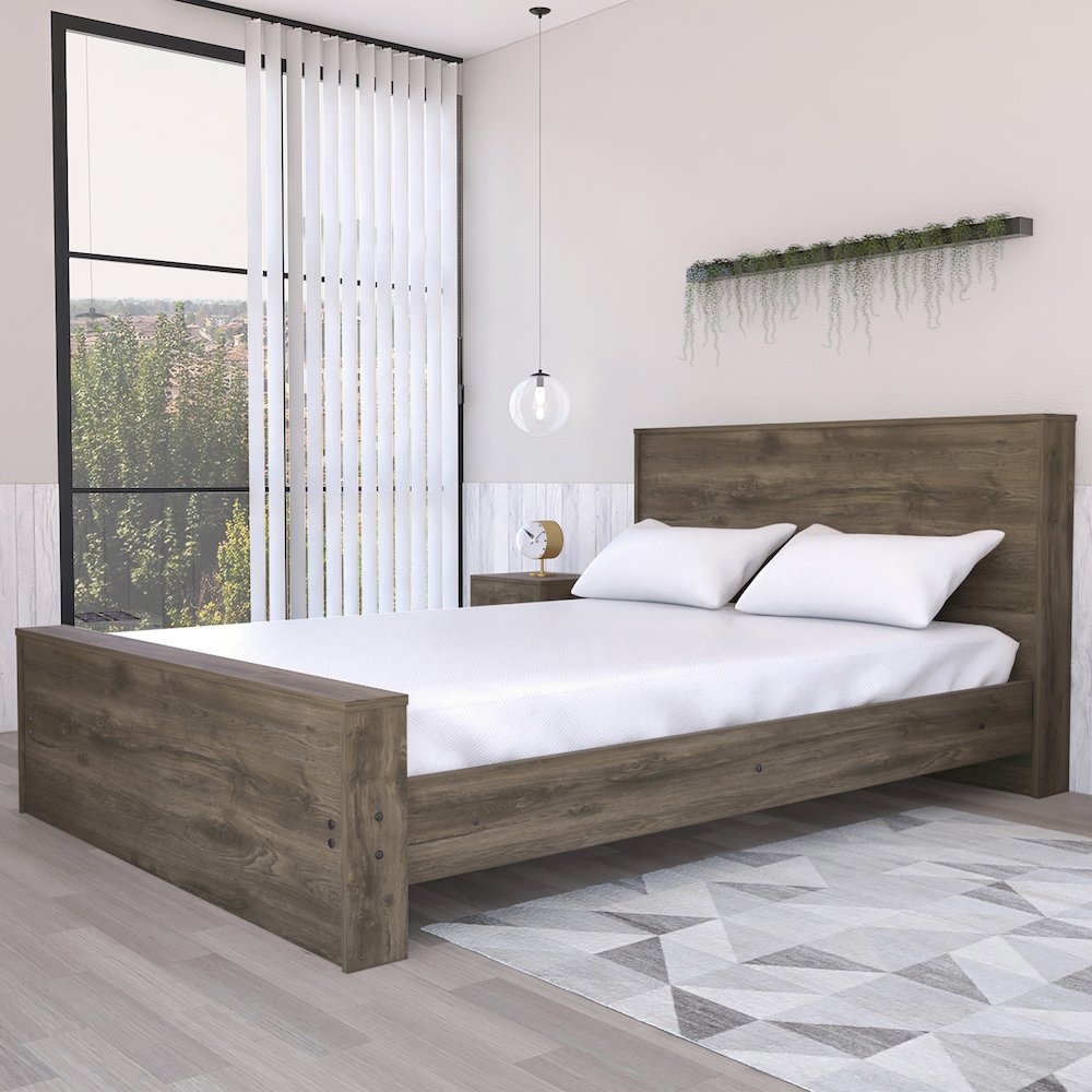 Rectangle Full Bed Frame Dark Brown. Picture 4