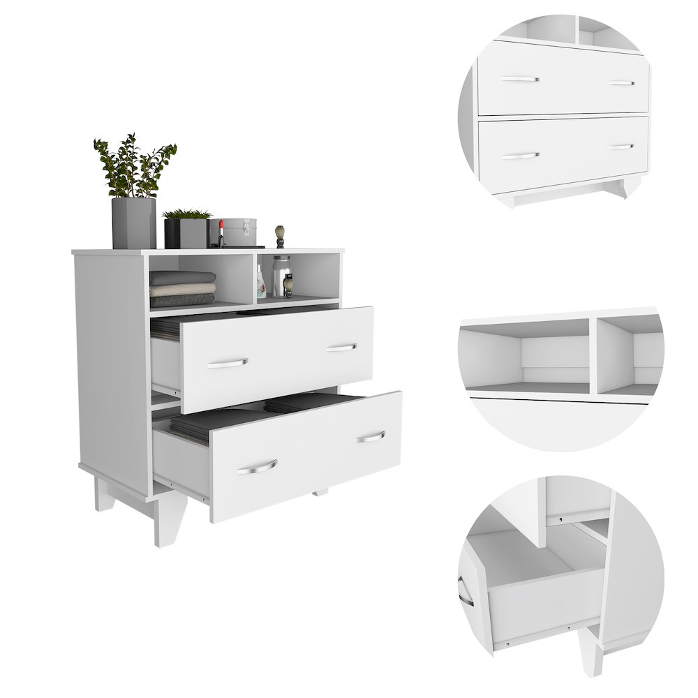 2-Drawer 2-Shelf Dresser White. Picture 2