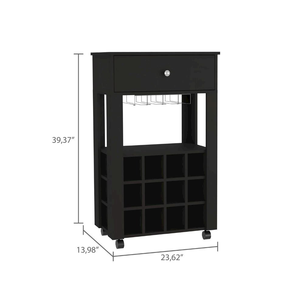 1-Drawer 12-Bottle Wine Cabinet Black Wengue. Picture 3
