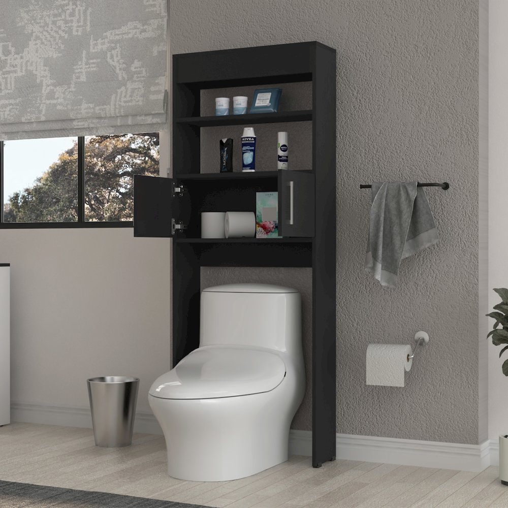 2-Shelf Over The Toilet Cabinet Black Wengue. Picture 5