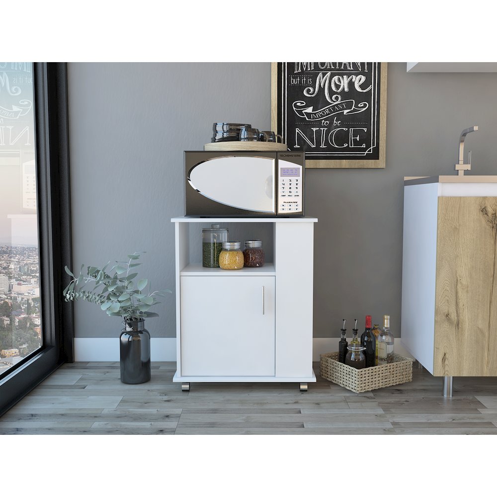 4-Shelf Microwave Cabinet with Caster White. Picture 4