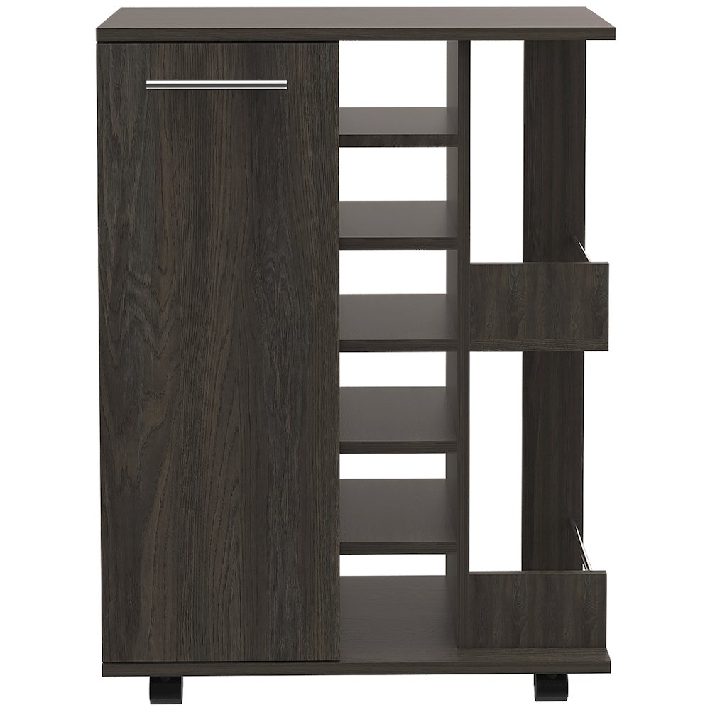 2-Shelf 6-Bottle Bar Cart with Division Carbon Espresso. Picture 2