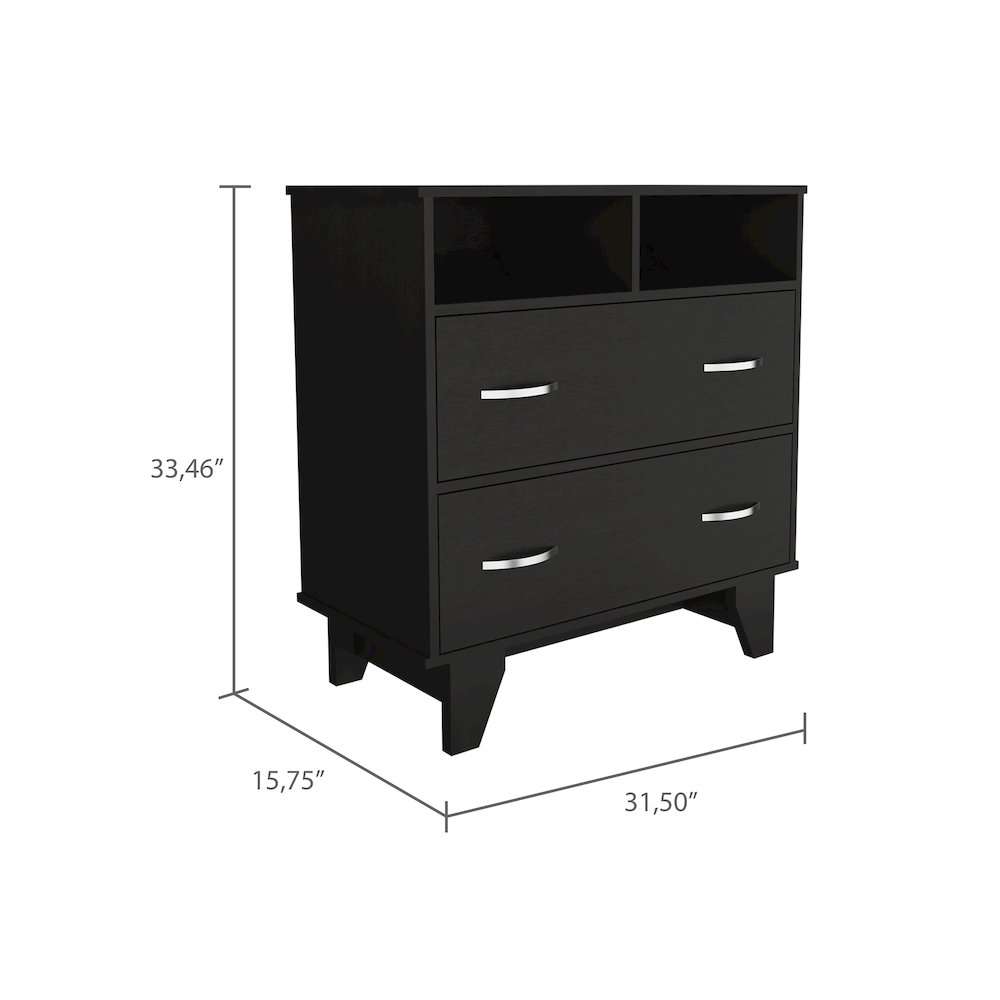 2-Drawer 2-Shelf Dresser Black Wengue. Picture 3