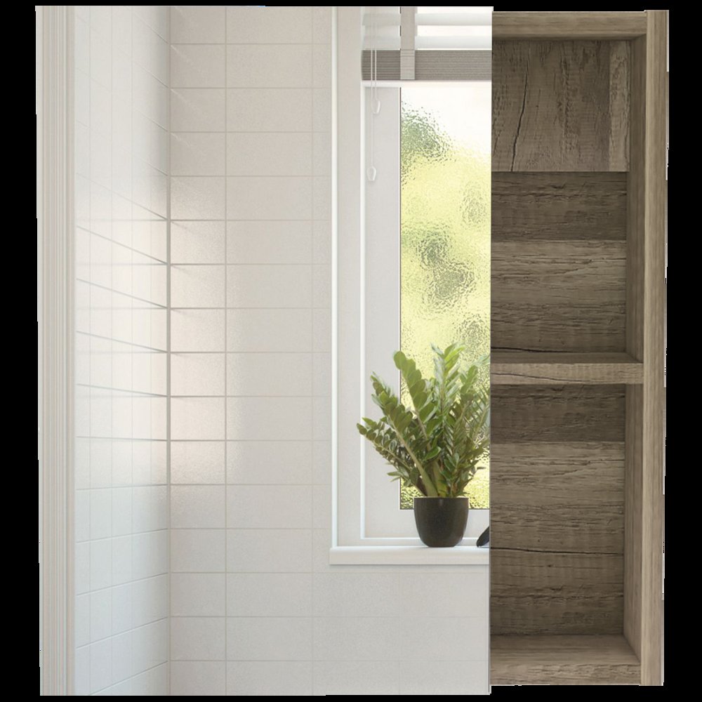 1-Shelf Rectangle Medicine Cabinet with Mirror Light Oak. Picture 2