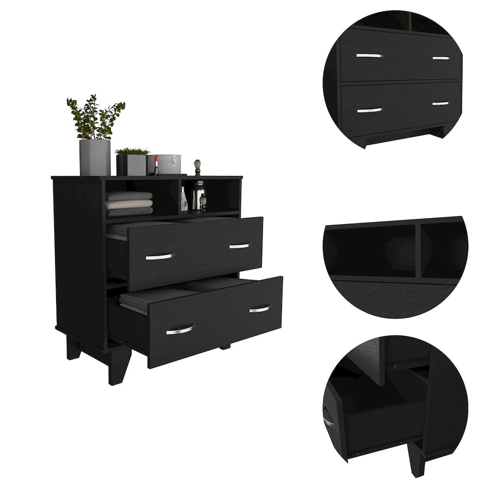 2-Drawer 2-Shelf Dresser Black Wengue. Picture 2