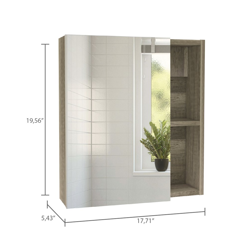 1-Shelf Rectangle Medicine Cabinet with Mirror Light Oak. Picture 3