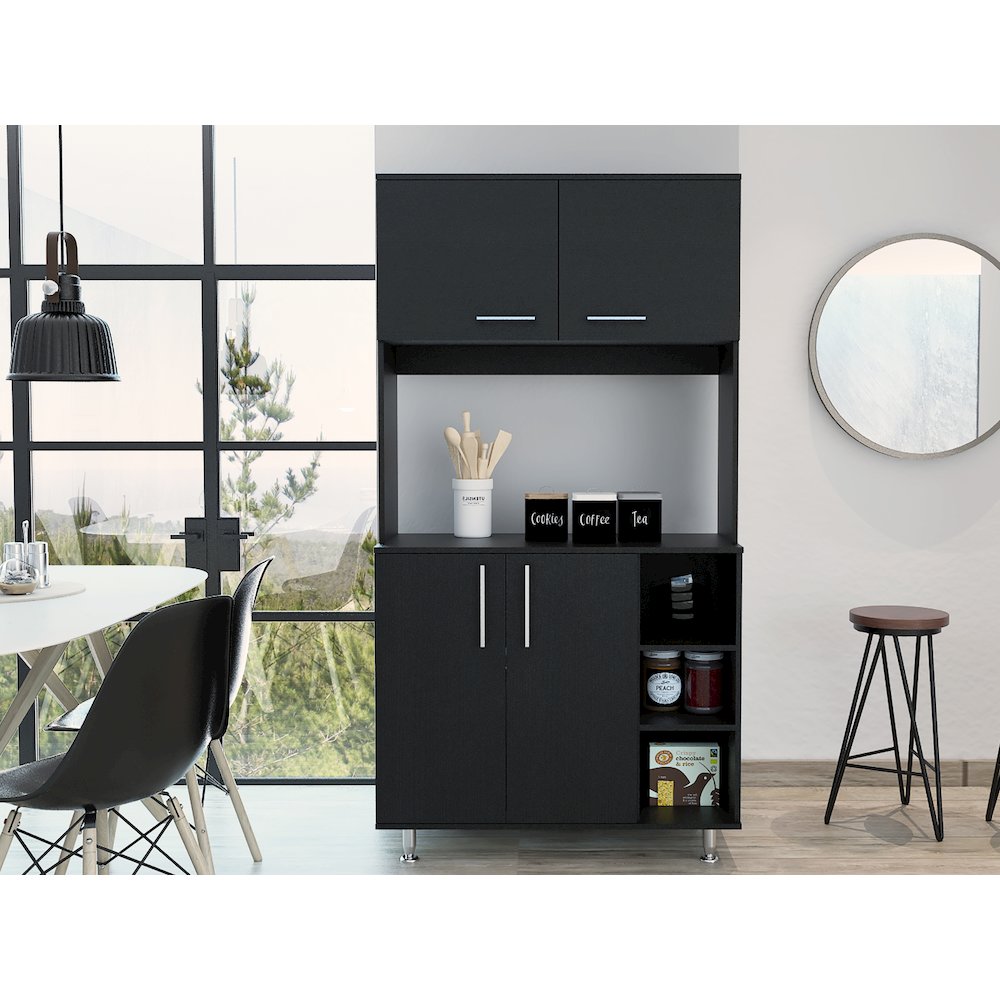 3-Shelf Pantry Cabinet Black Wengue. Picture 4