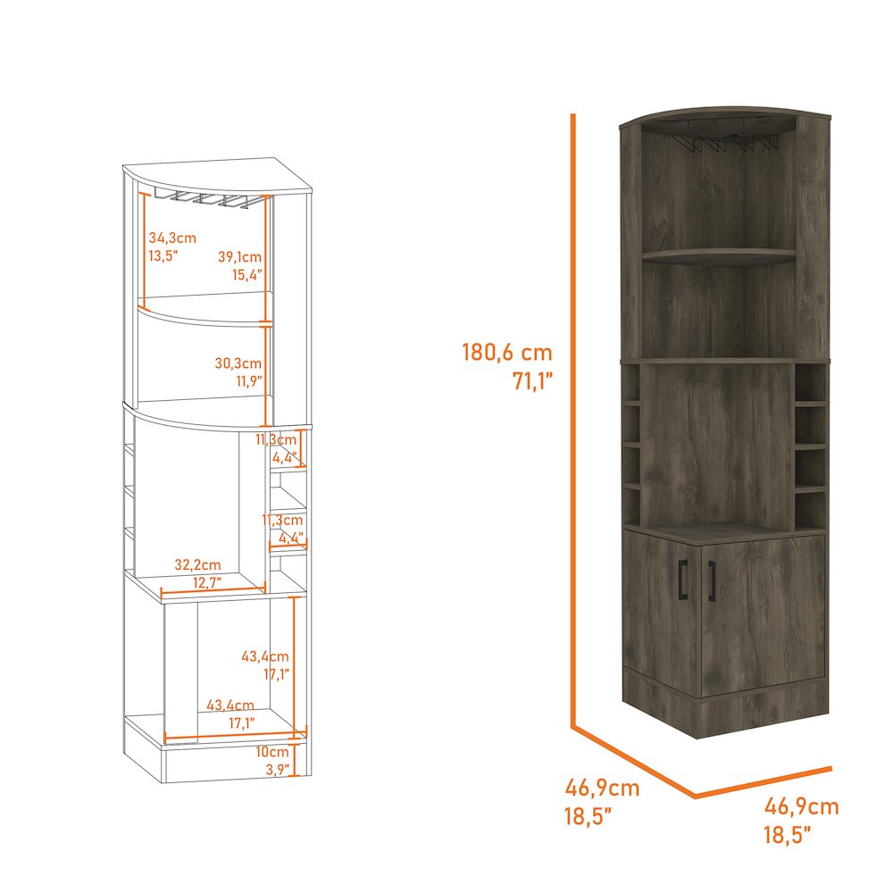 8-Bottle 2-Shelf Bar Cabinet Dark Brown. Picture 6