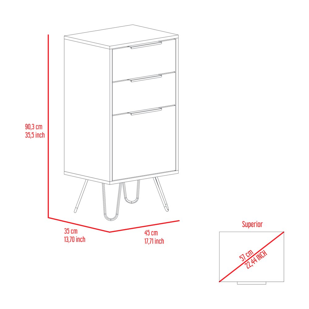 3-Drawer Rectangle Dresser Light Oak. Picture 6