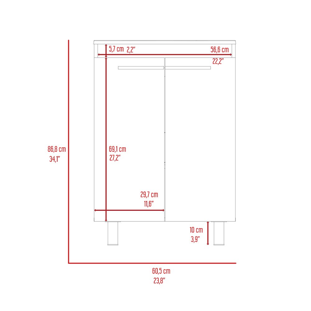 2-Door Rectangle Freestanding Vanity Cabinet White. Picture 7