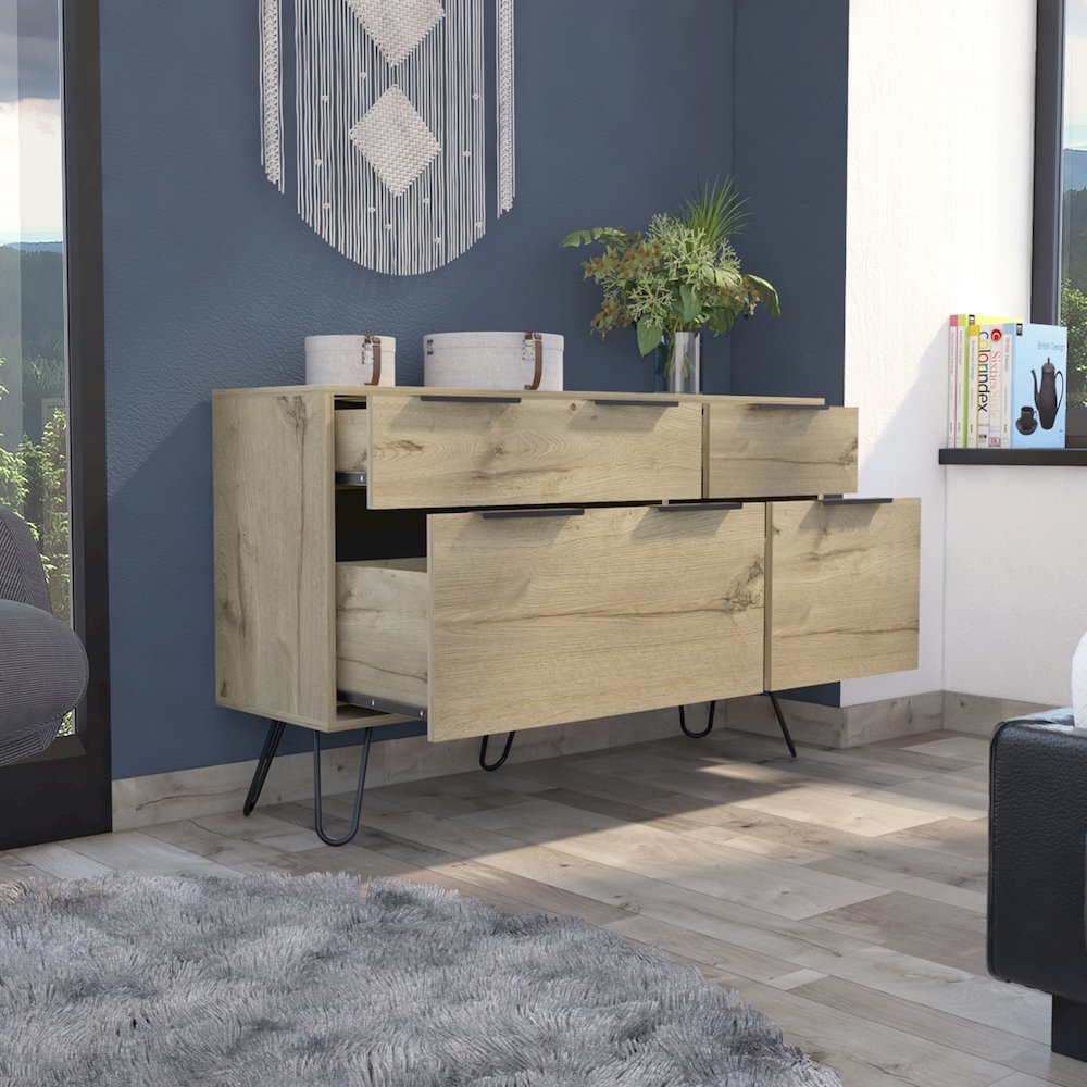 4-Drawer Dresser Light Oak. Picture 5
