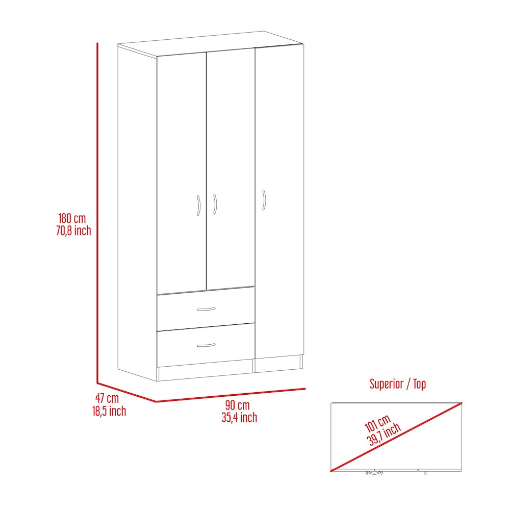 2-Drawer 3-Door Armoire Light Oak. Picture 6