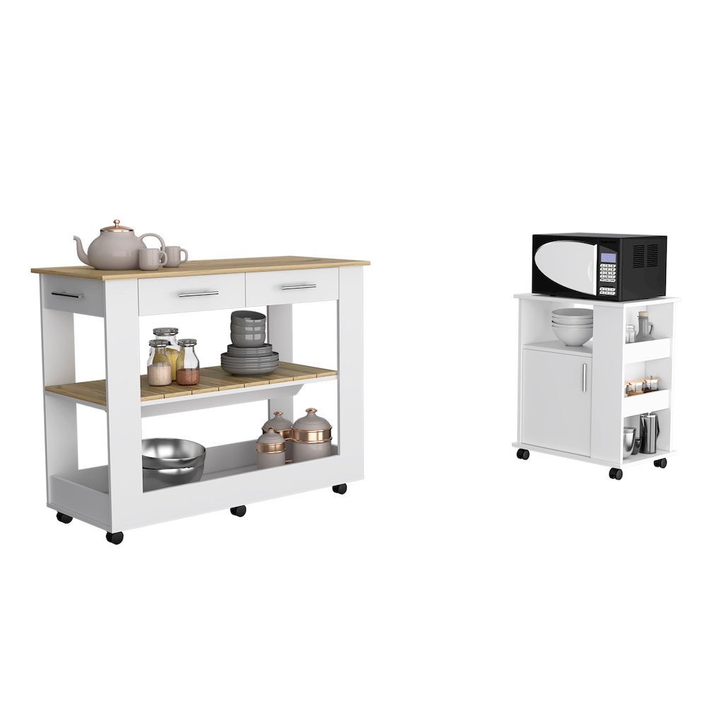 6-Shelf 1-Door 3-Drawer 2-piece Kitchen Set, Kitchen Island and Kitchen Cart. Picture 5