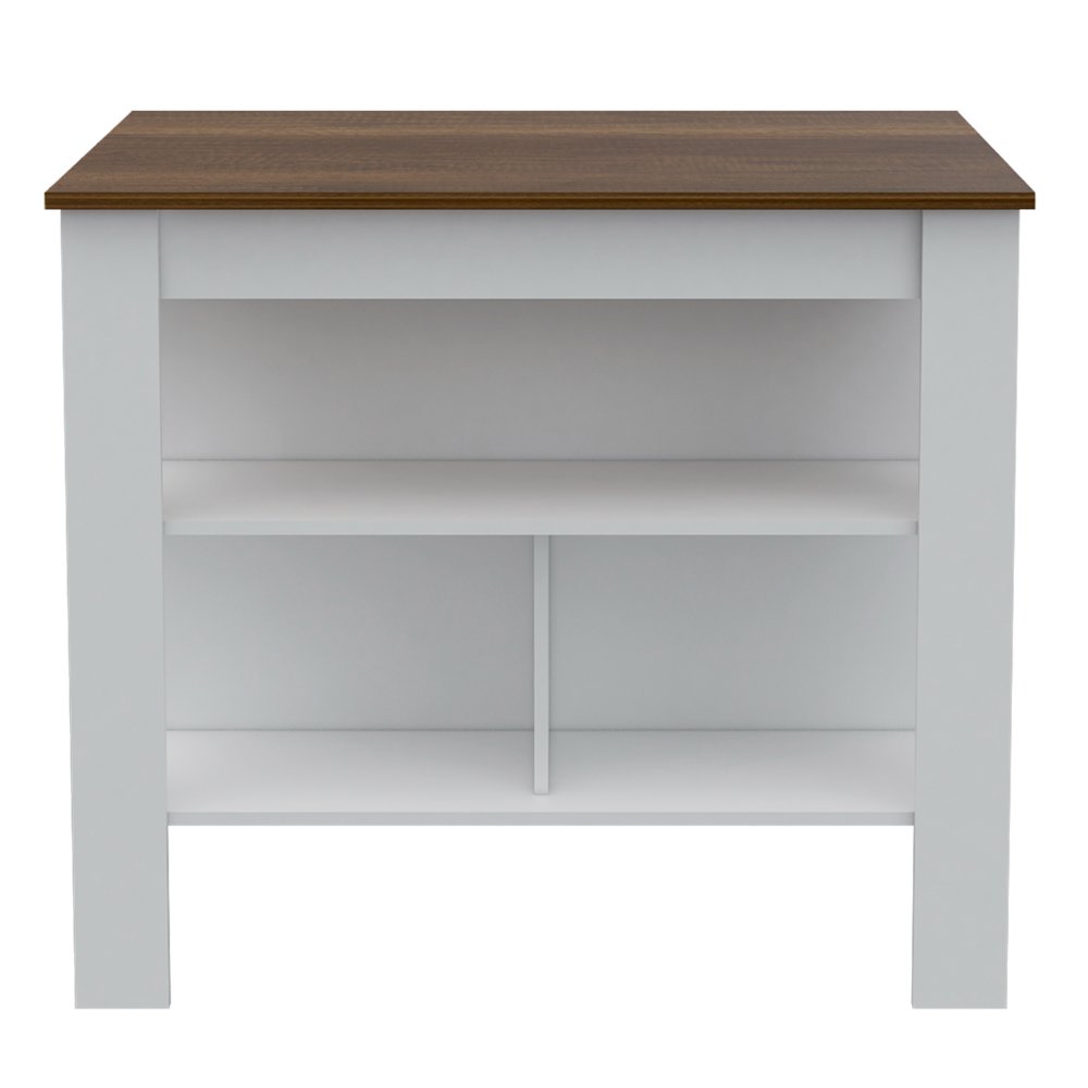 9-Shelf 2-Door 2-piece Kitchen Set, Kitchen Island and Pantry White and Walnut. Picture 2