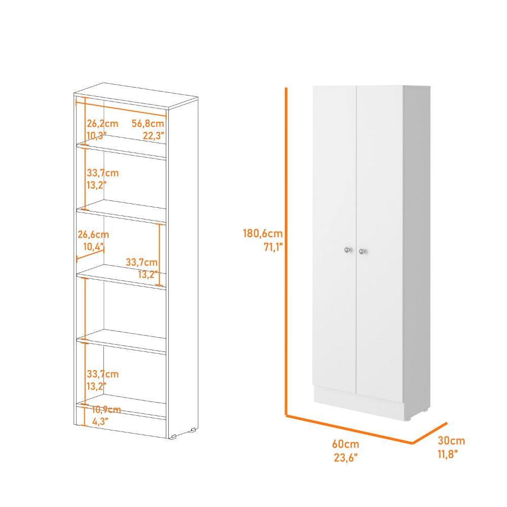 4-Door 2-piece Kitchen Set, Kitchen Island and Pantry Cabinet White. Picture 3