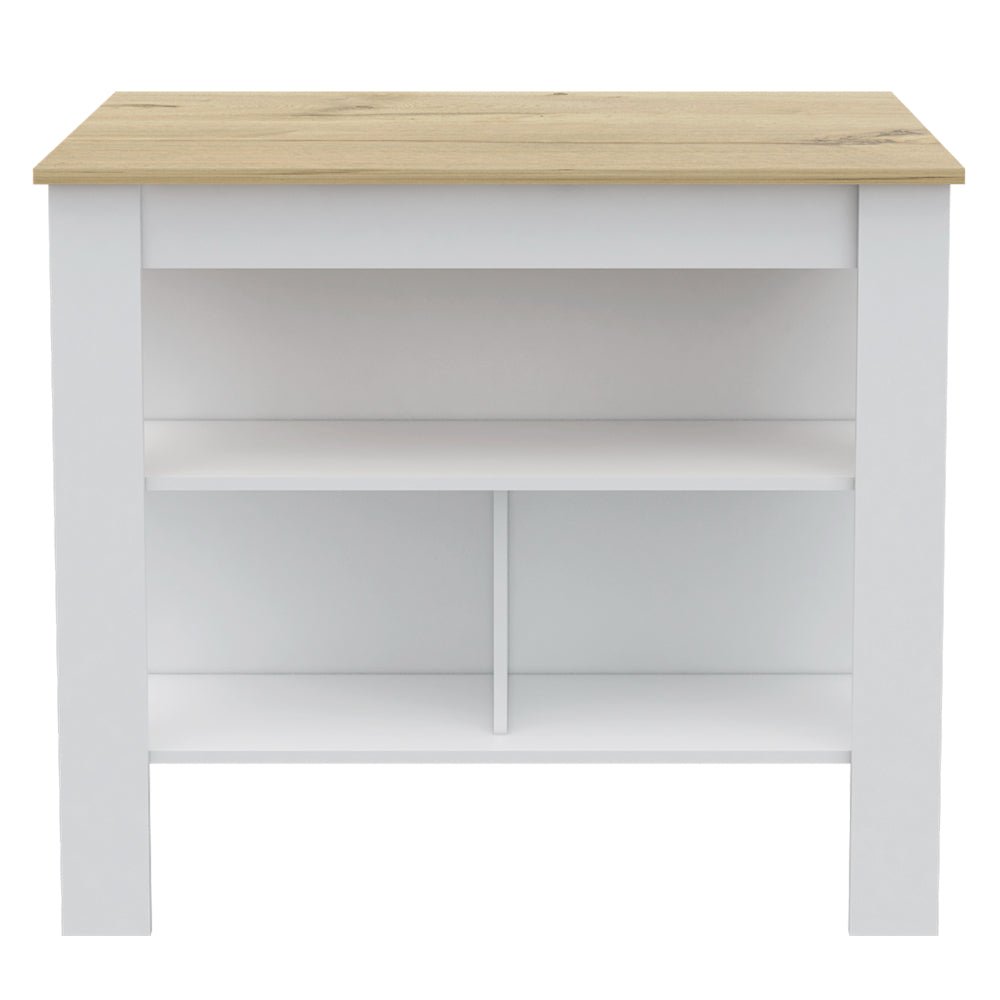 7-Shelf 4-Door 2-piece Kitchen Set, Kitchen Island and Pantry Cabinet White. Picture 1