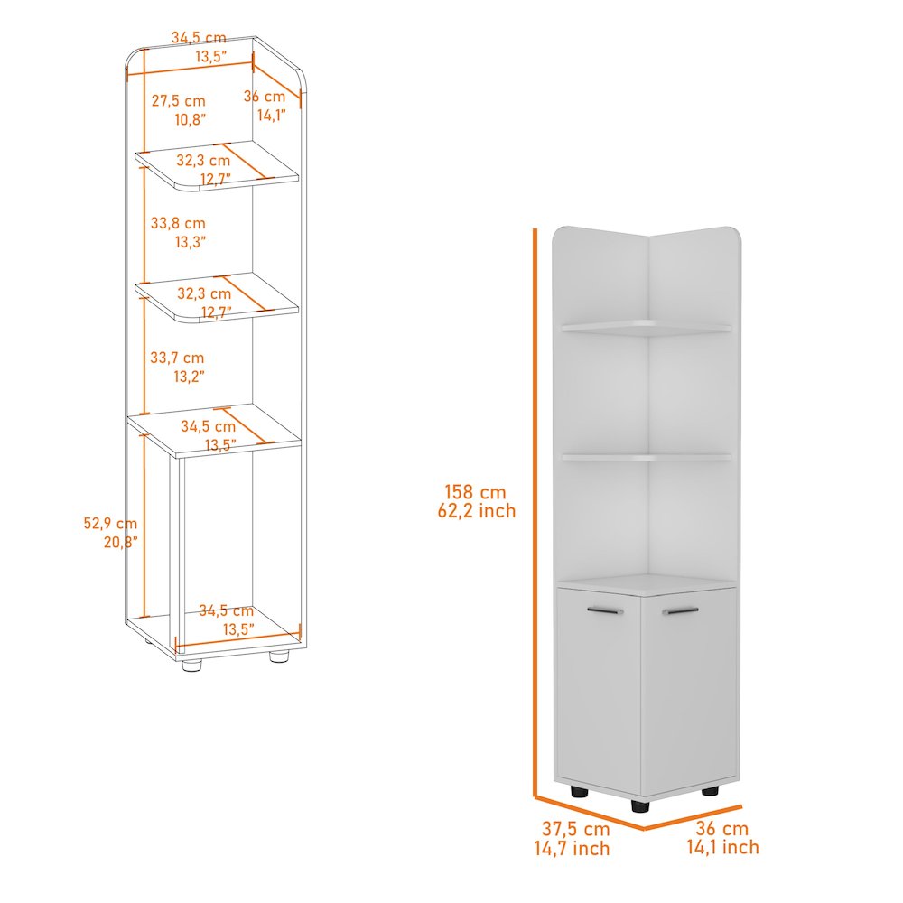 2-Door 4-Shelf Tall Storage Cabinet White. Picture 6