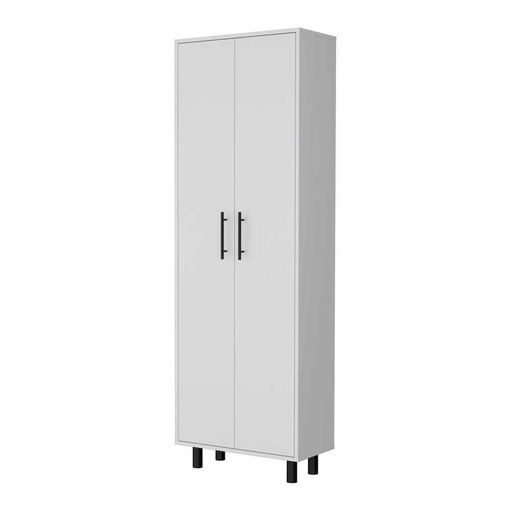 2-Door 5-Shelf Kitchen Pantry White. Picture 1