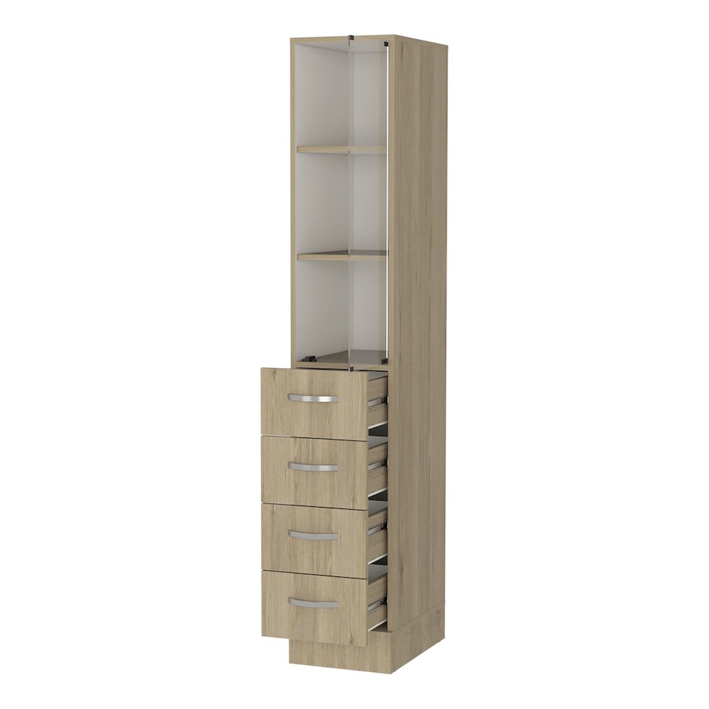 4-Drawer 3-Shelf Linen Cabinet Light Pine. Picture 1