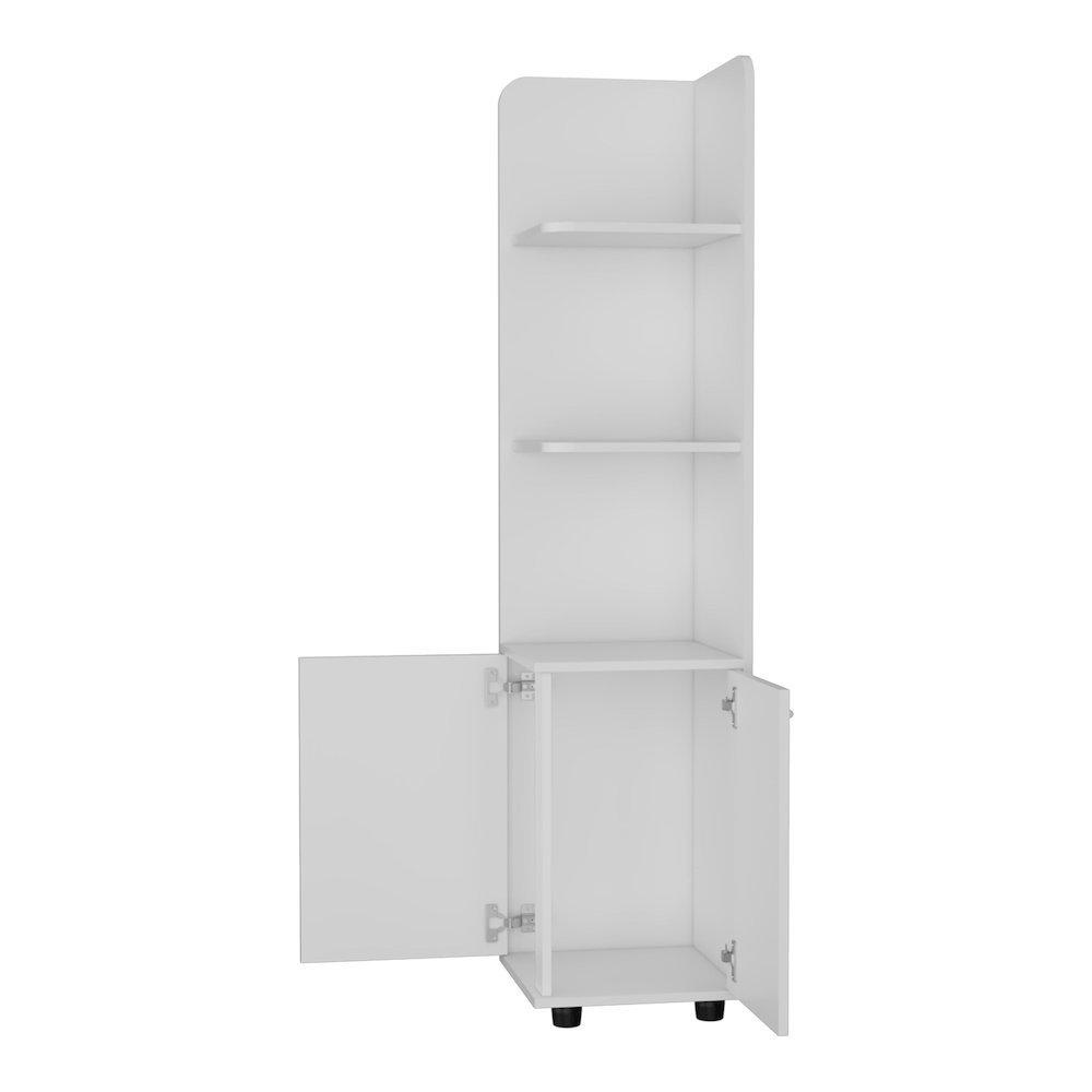 2-Door 4-Shelf Tall Storage Cabinet White. Picture 2
