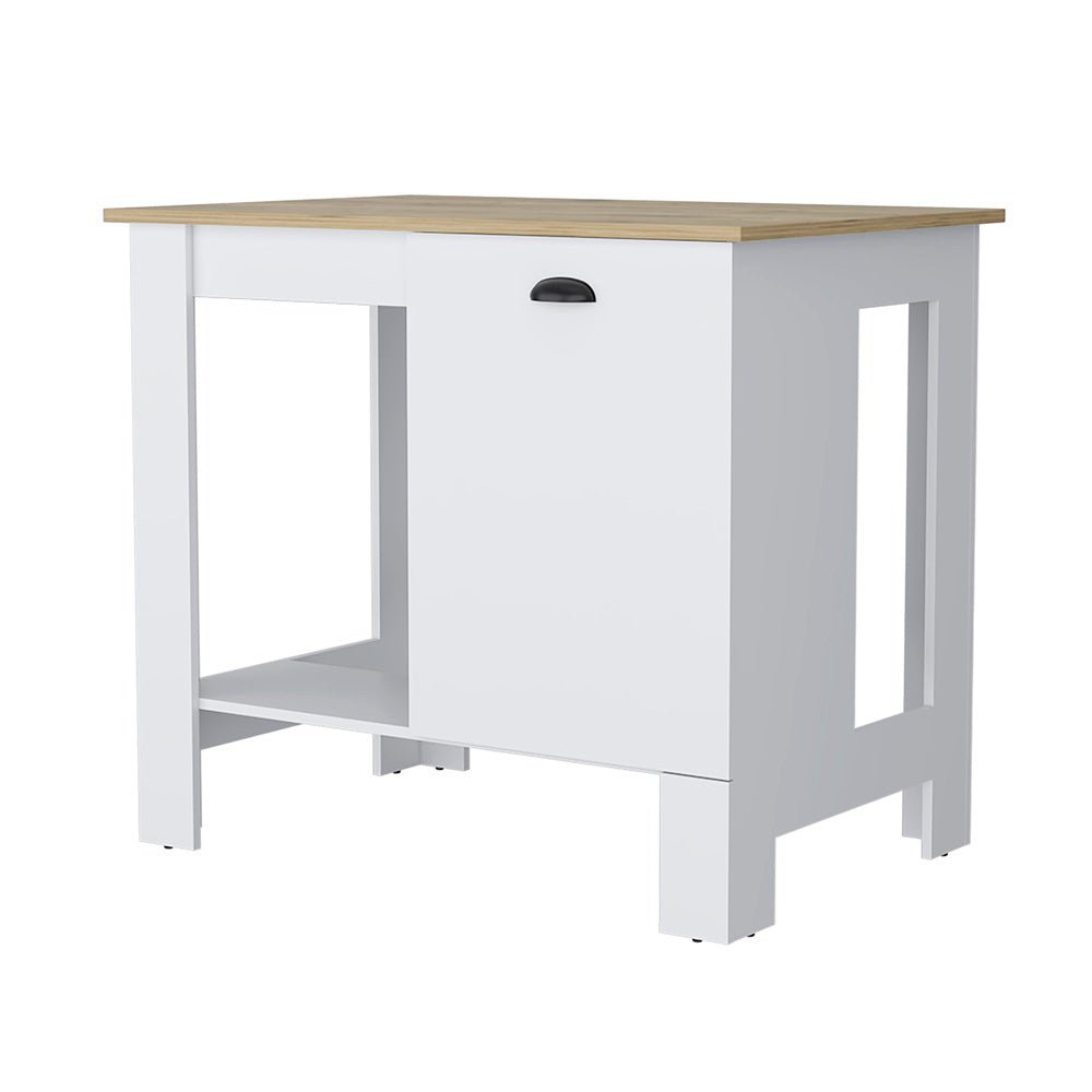 1-Door Kitchen Island with Open Shelf White and Macadamia. Picture 1