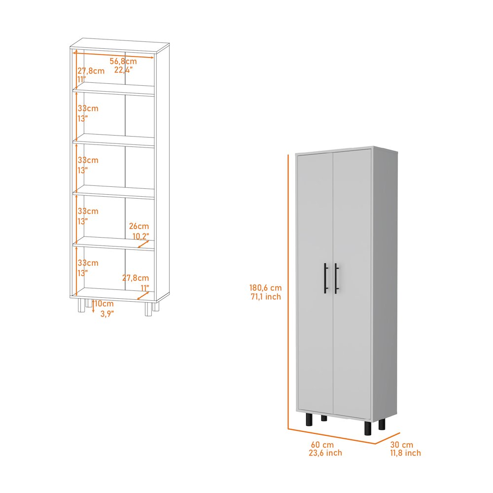 2-Door 5-Shelf Kitchen Pantry White. Picture 6