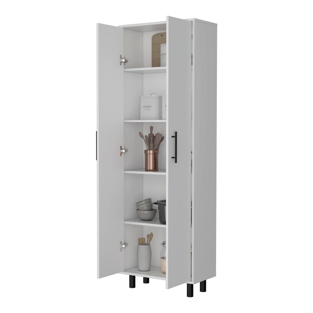 2-Door 5-Shelf Kitchen Pantry White. Picture 3