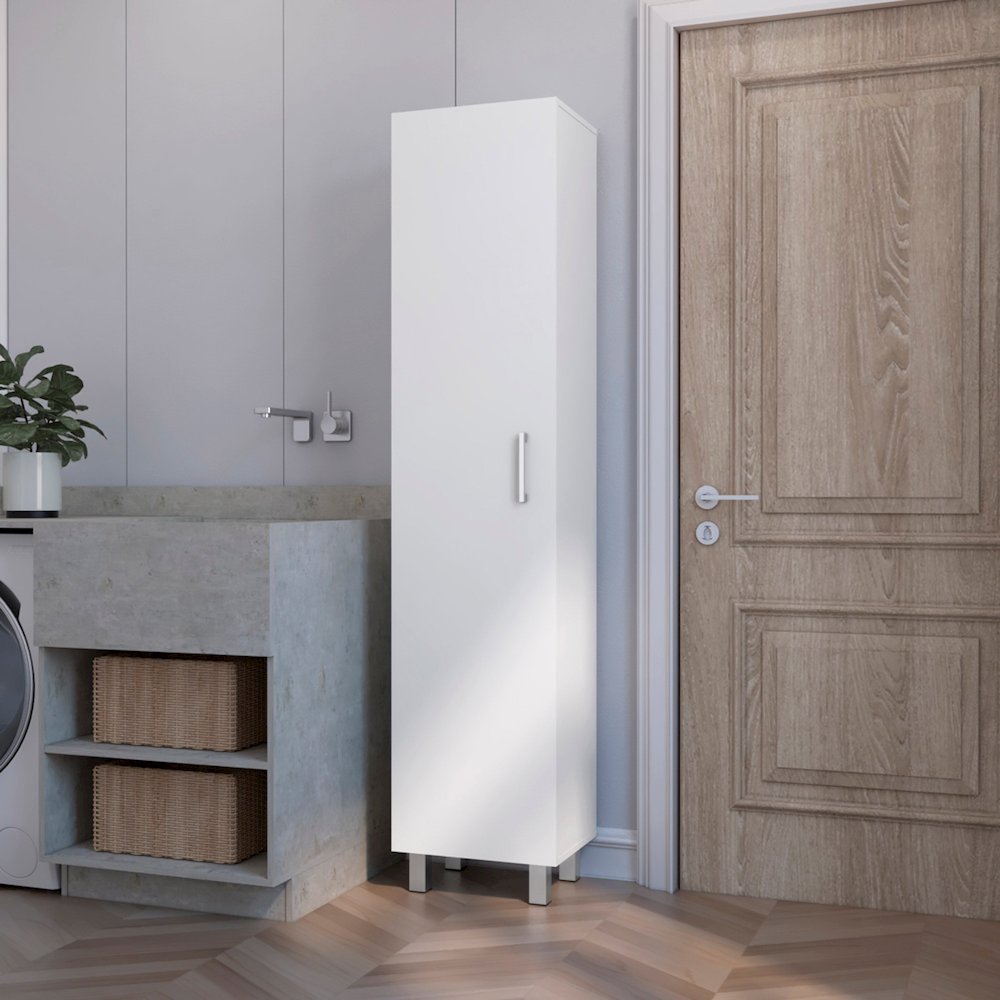 1-Door 4-Shelf Tall Storage Cabinet White. Picture 4