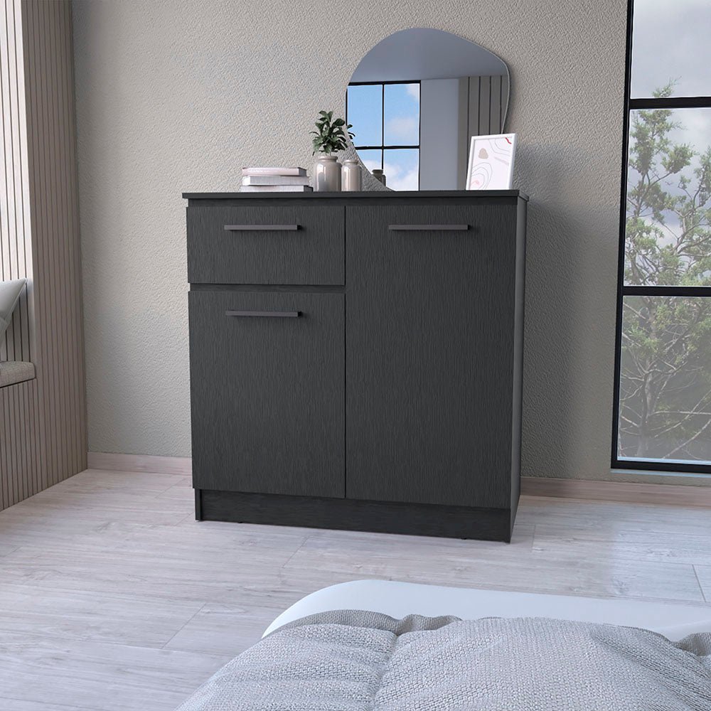 2-Door 1-Drawer Dresser Black. Picture 4
