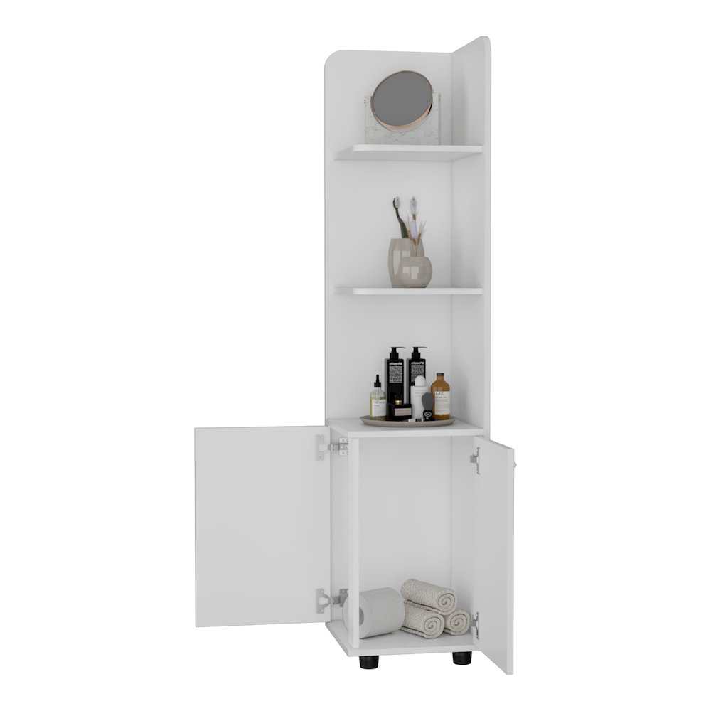2-Door 4-Shelf Tall Storage Cabinet White. Picture 3