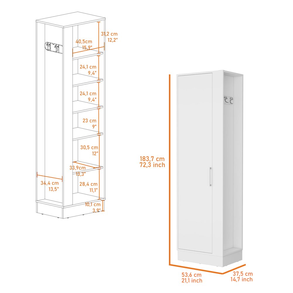 2-Door 6-Shelf Tall Storage Cabinet White. Picture 6