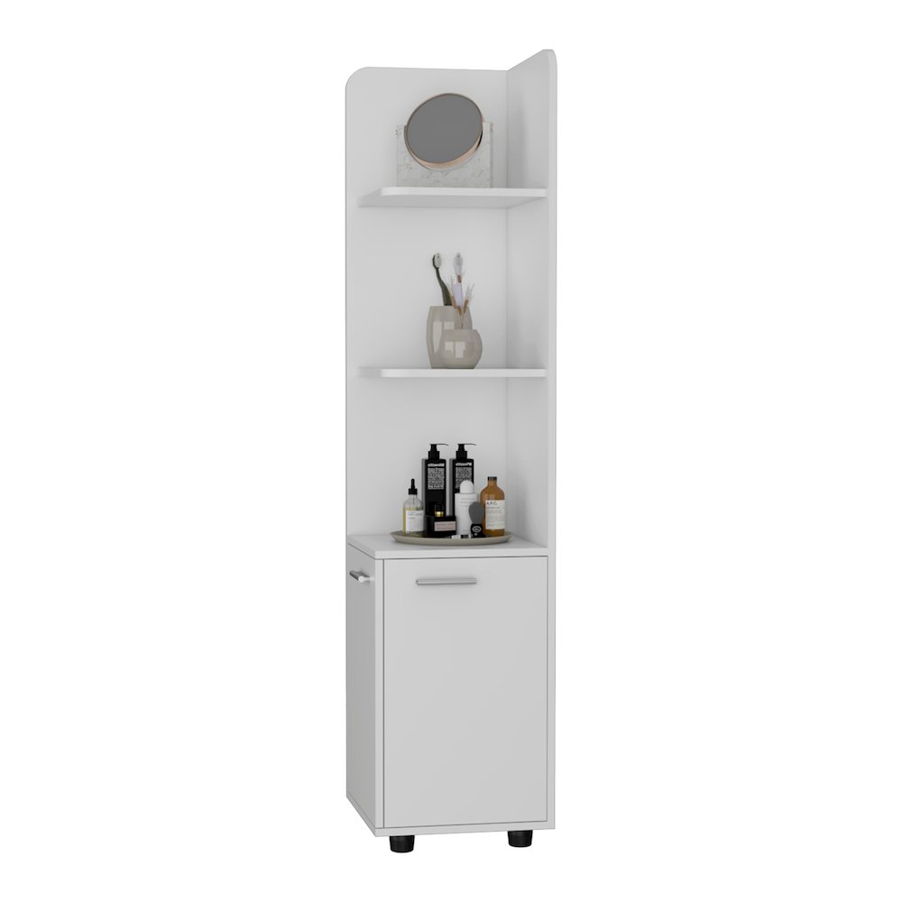 2-Door 4-Shelf Tall Storage Cabinet White. Picture 1
