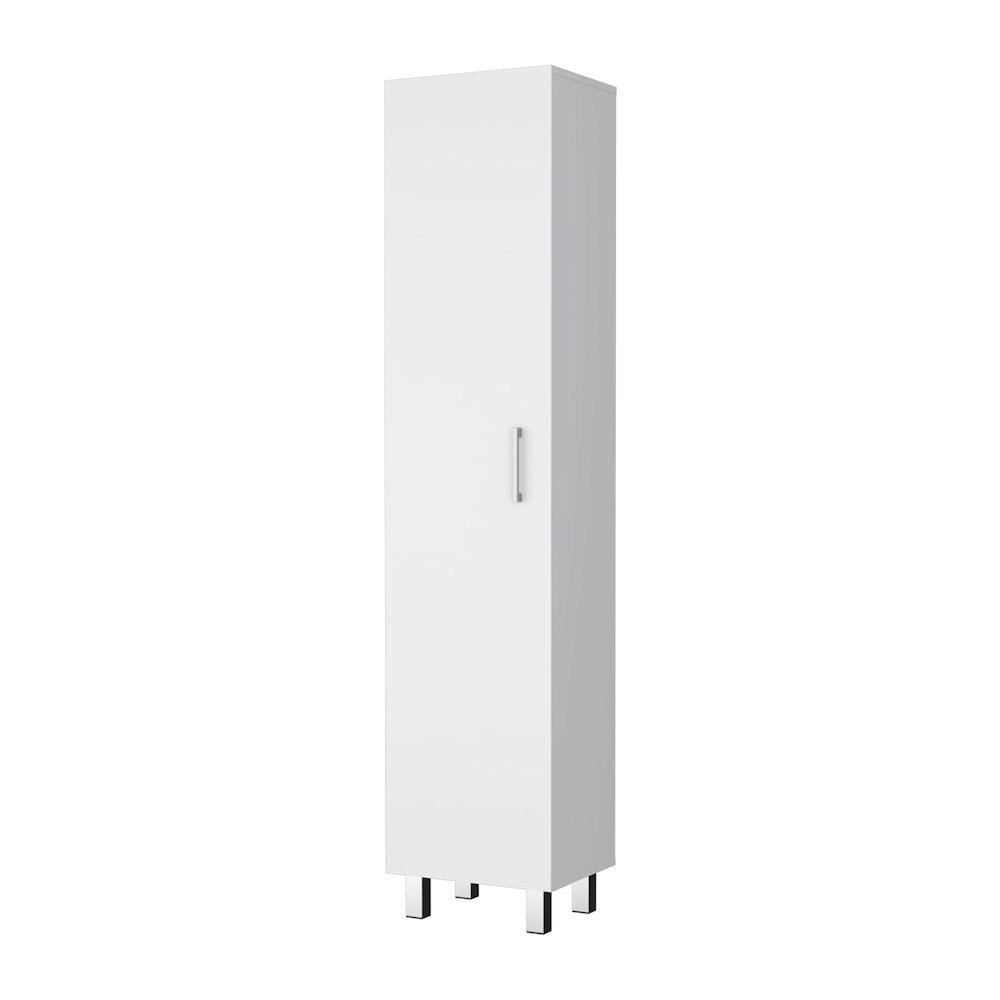 1-Door 4-Shelf Tall Storage Cabinet White. Picture 1