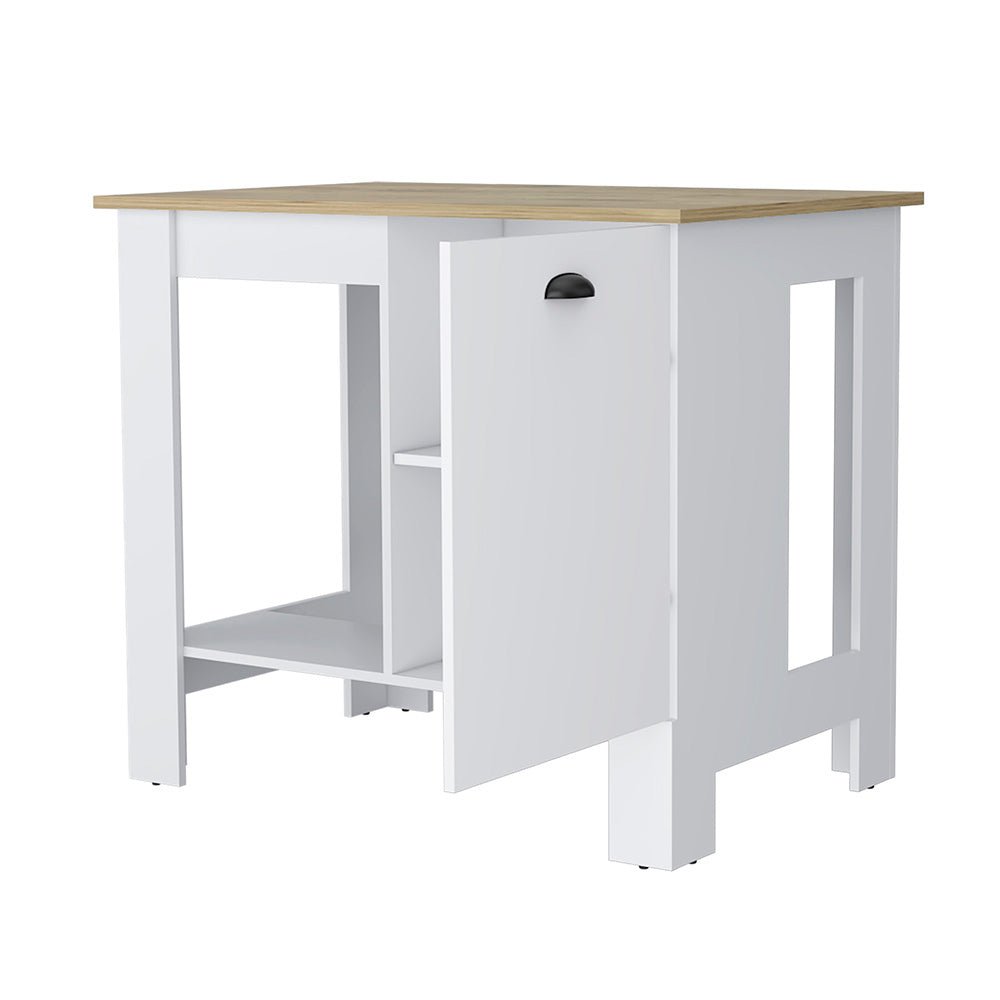 1-Door Kitchen Island with Open Shelf White and Macadamia. Picture 2