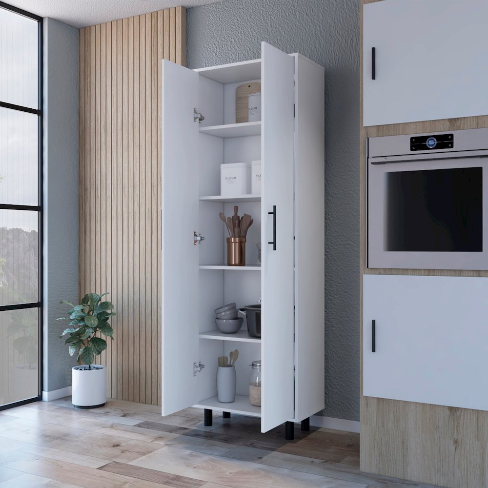2-Door 5-Shelf Kitchen Pantry White. Picture 5