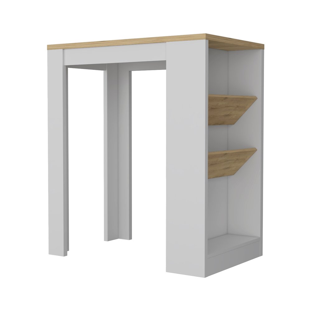 Wine Storage Pedestal Kitchen Island White and Macadamia. Picture 5