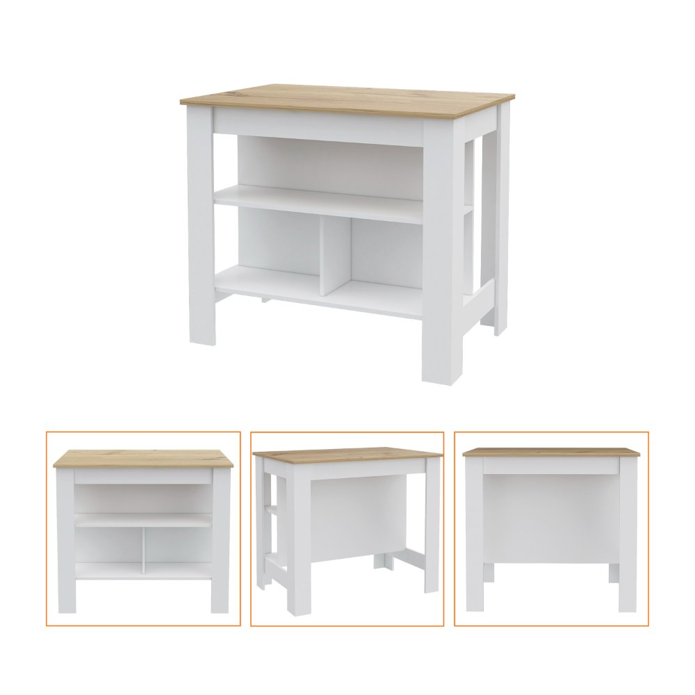 9-Shelf 2-Door 2-piece Kitchen Set, Kitchen Island and Pantry White. Picture 3