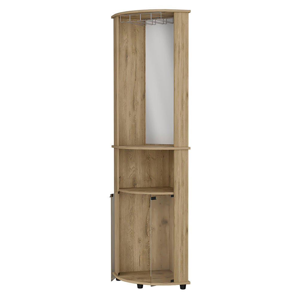 2-Door 2-Shelf Corner Bar Cabinet with Glass Rack Macadamia. Picture 2