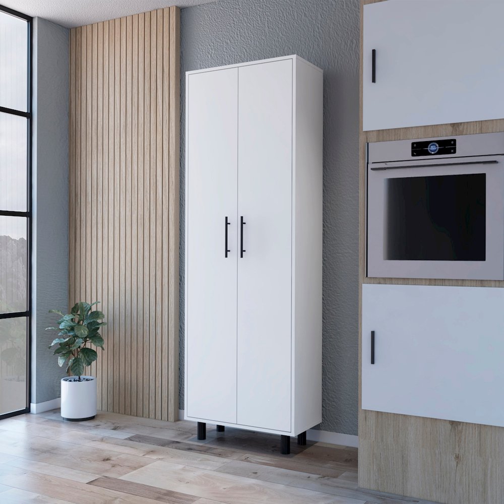 2-Door 5-Shelf Kitchen Pantry White. Picture 4