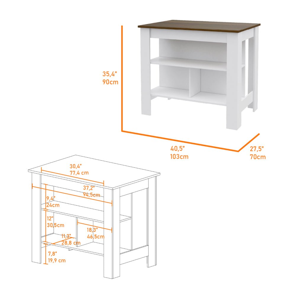 7-Shelf 4-Door 2-piece Kitchen Set, Kitchen Island and Pantry Cabinet White. Picture 6