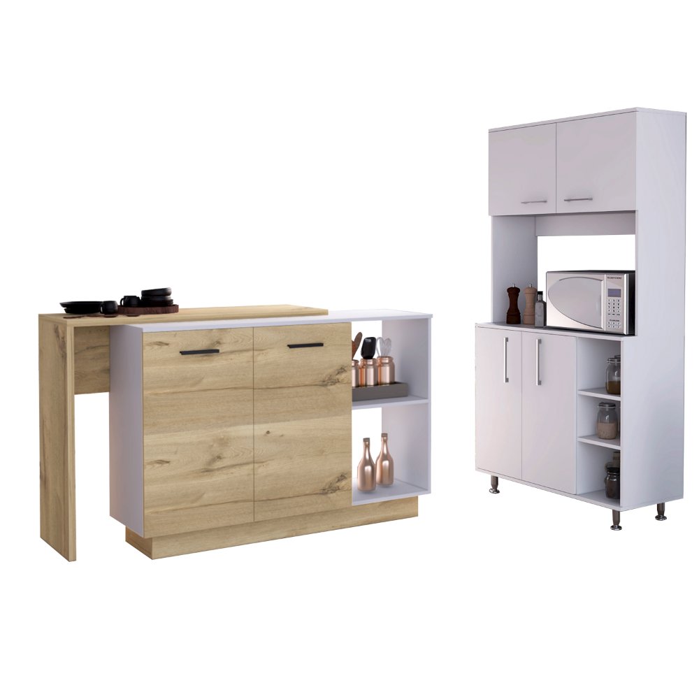 6-Shelf 6-Door 2-piece Kitchen Set, Kitchen Island and Pantry Cabinet. Picture 5