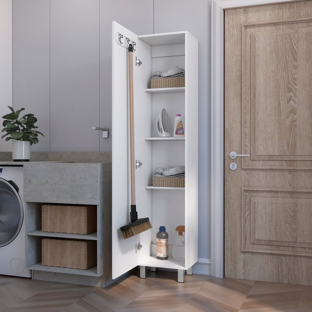 1-Door 4-Shelf Tall Storage Cabinet White. Picture 5