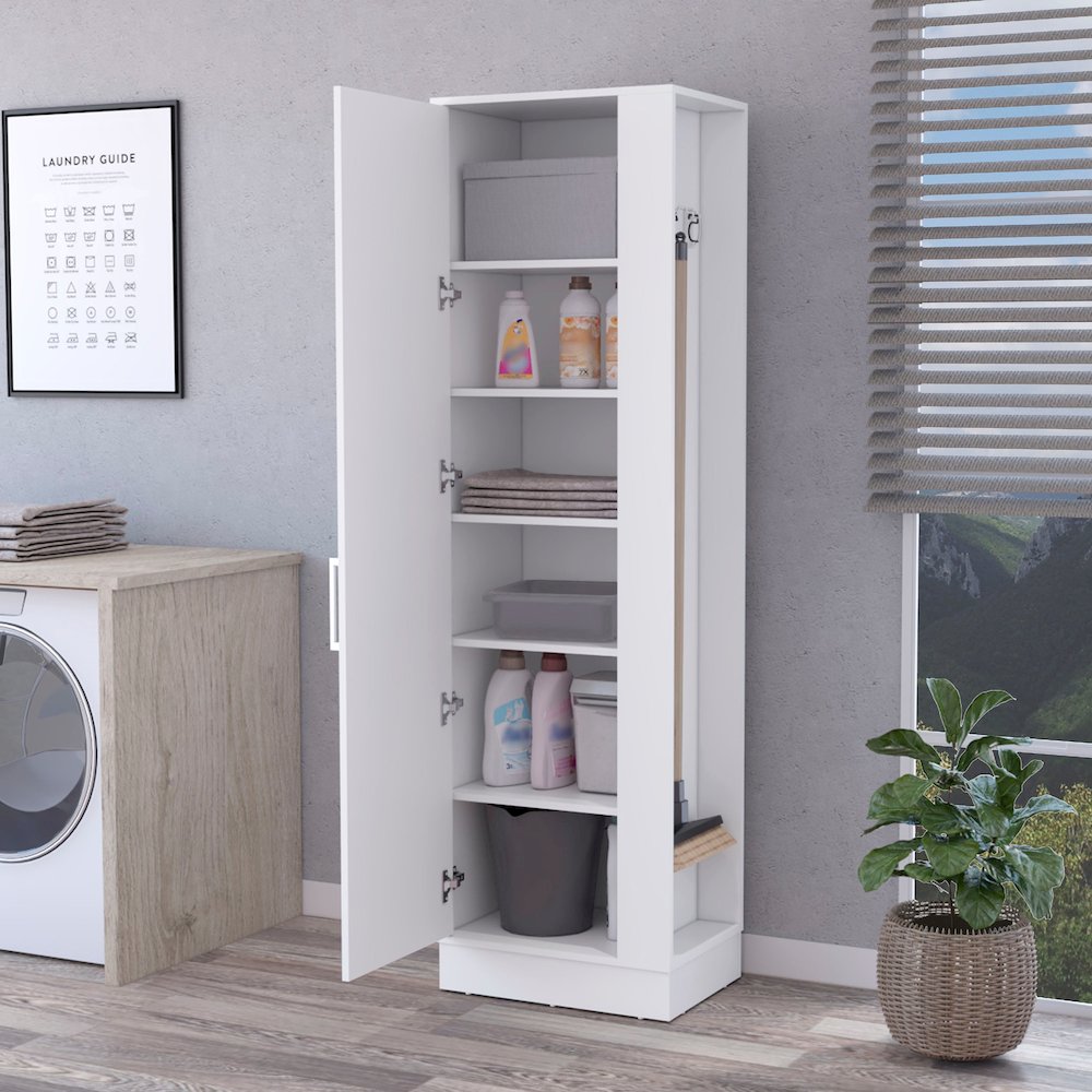 2-Door 6-Shelf Tall Storage Cabinet White. Picture 5