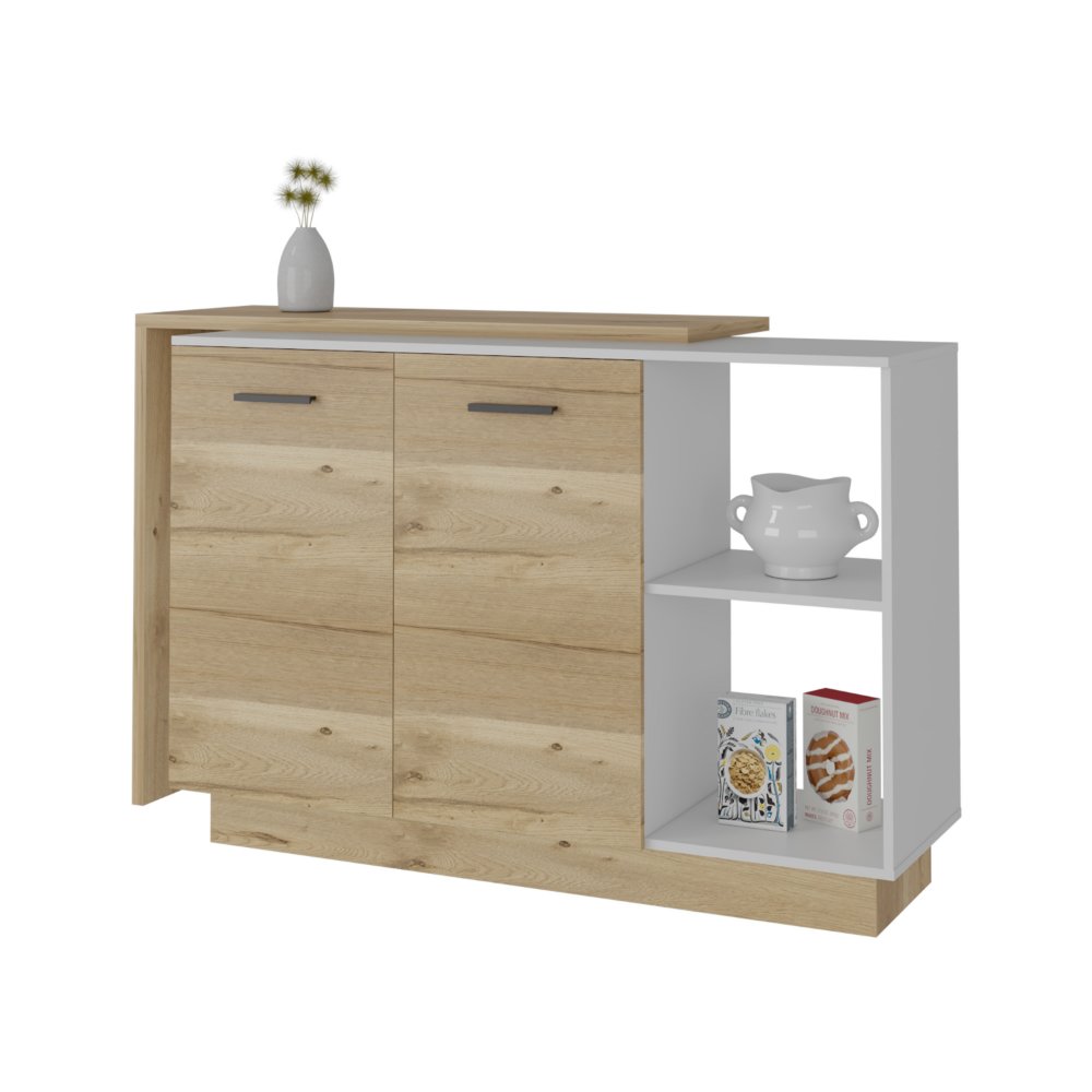 4-Door 2-piece Kitchen Set, Kitchen Island and Pantry Cabinet White. Picture 1