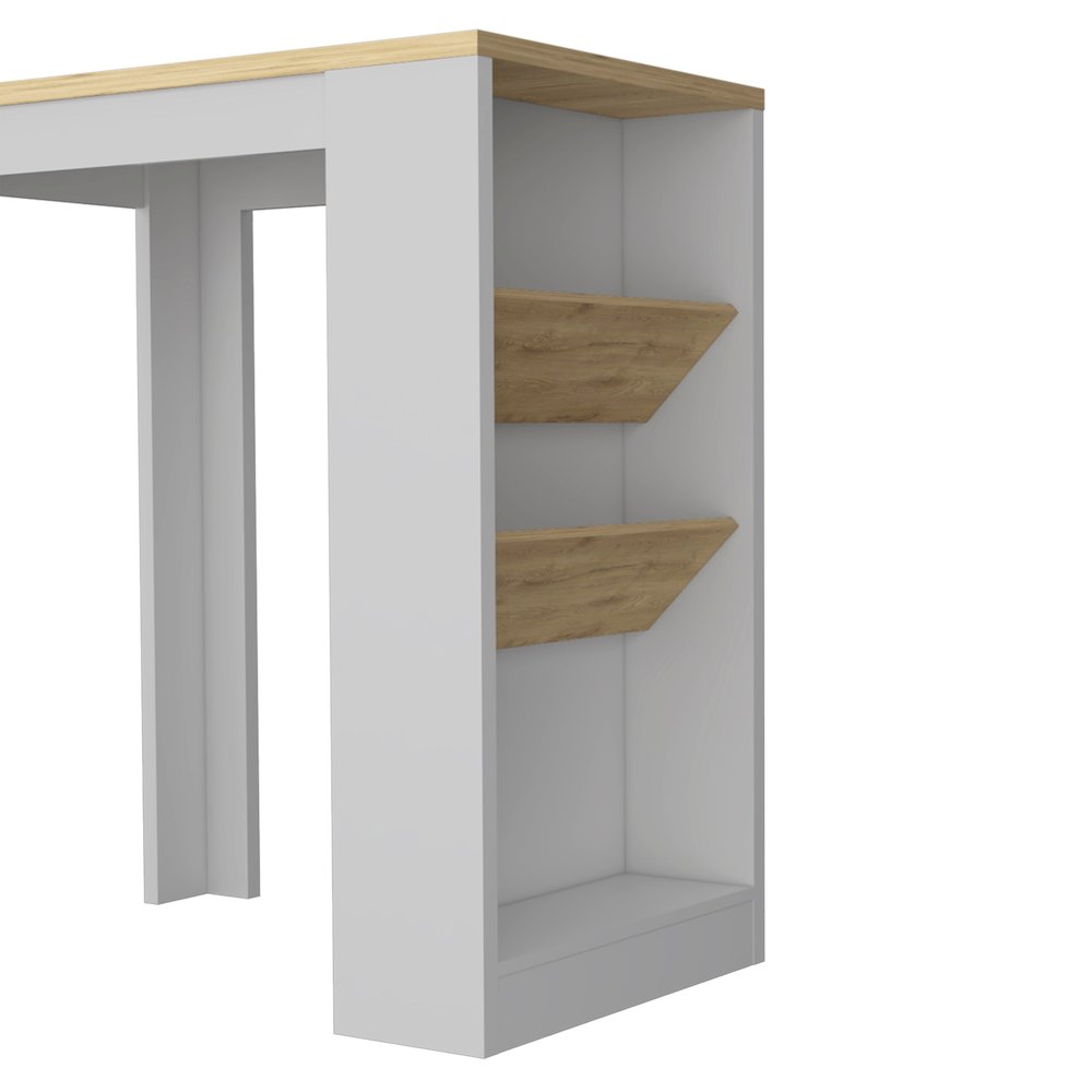 Wine Storage Pedestal Kitchen Island White and Macadamia. Picture 3