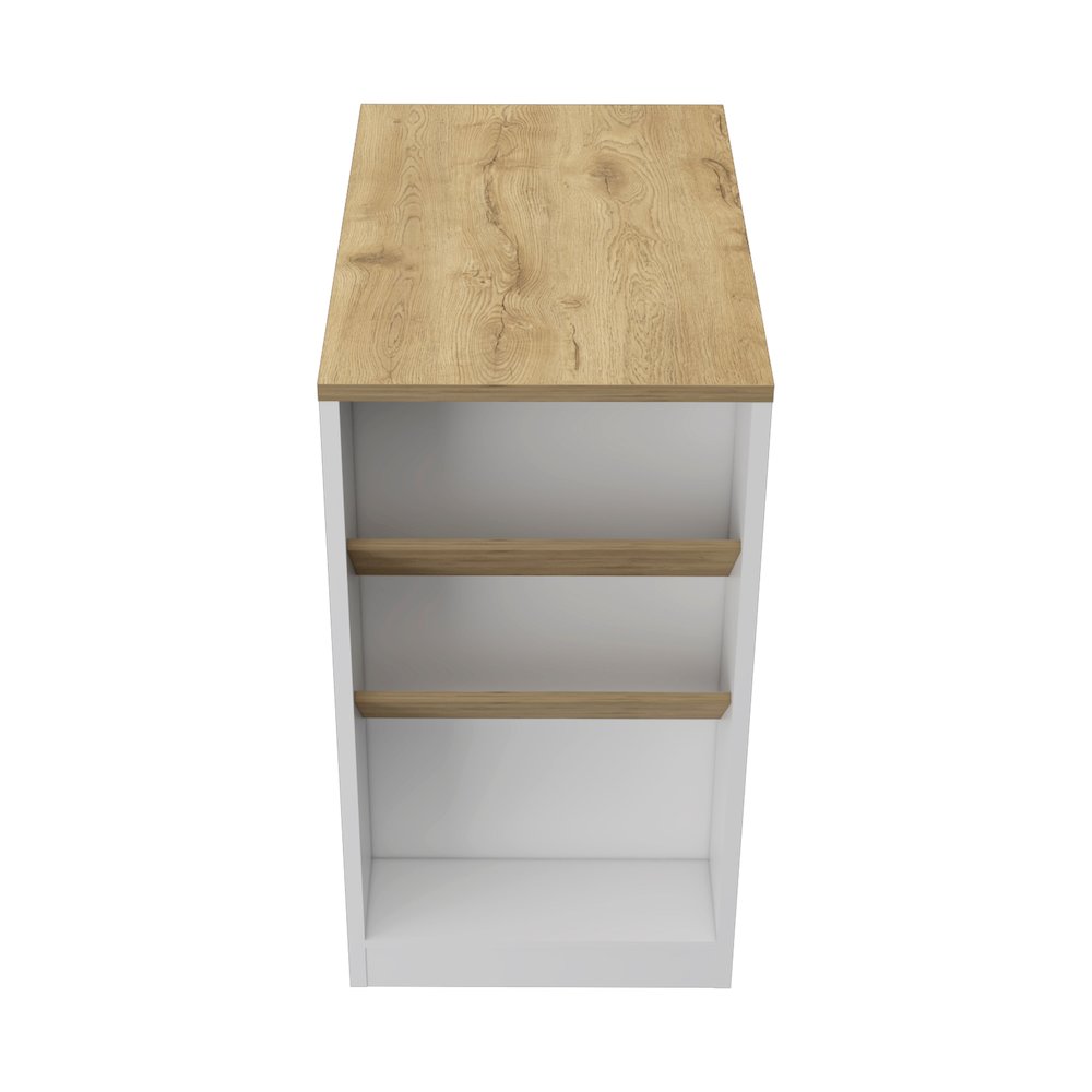 Wine Storage Pedestal Kitchen Island White and Macadamia. Picture 2
