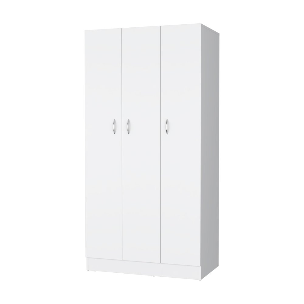 3-Door Wardrobe with Hanging Rod White. Picture 1